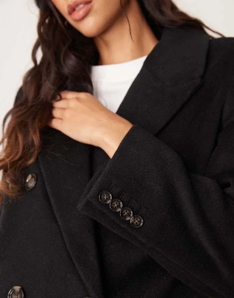 Abercrombie & Fitch Abercrombie & Fitch double breasted long coat in black 4