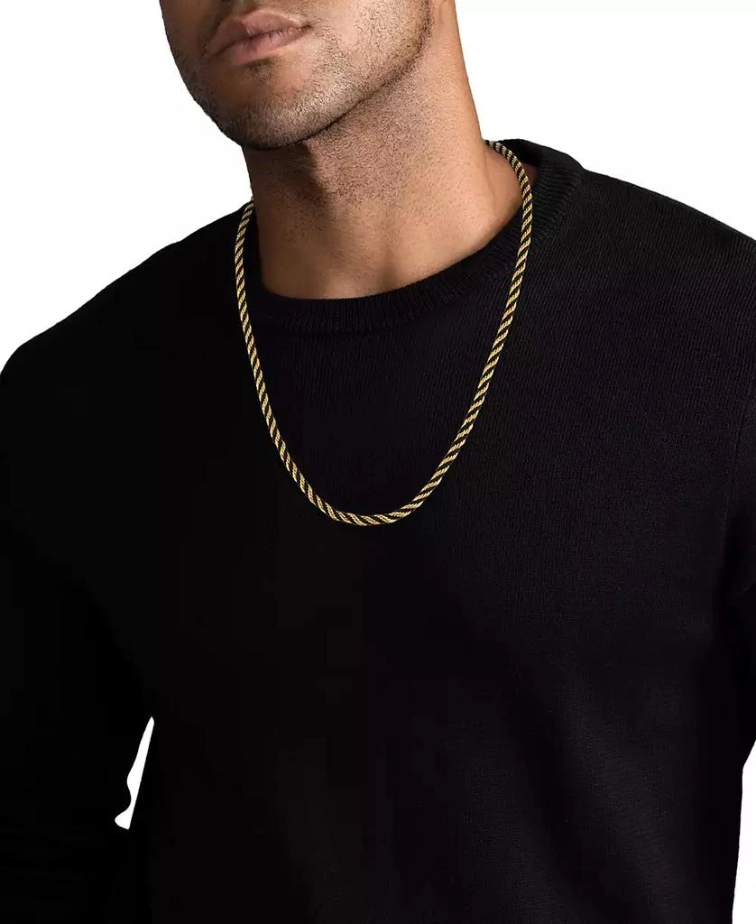 Esquire Men's Jewelry Black Cord Intertwined Rope Link 22" Chain Necklace in Gold-Tone Ion-Plated Stainless Steel, Exclusively at Macy's 2
