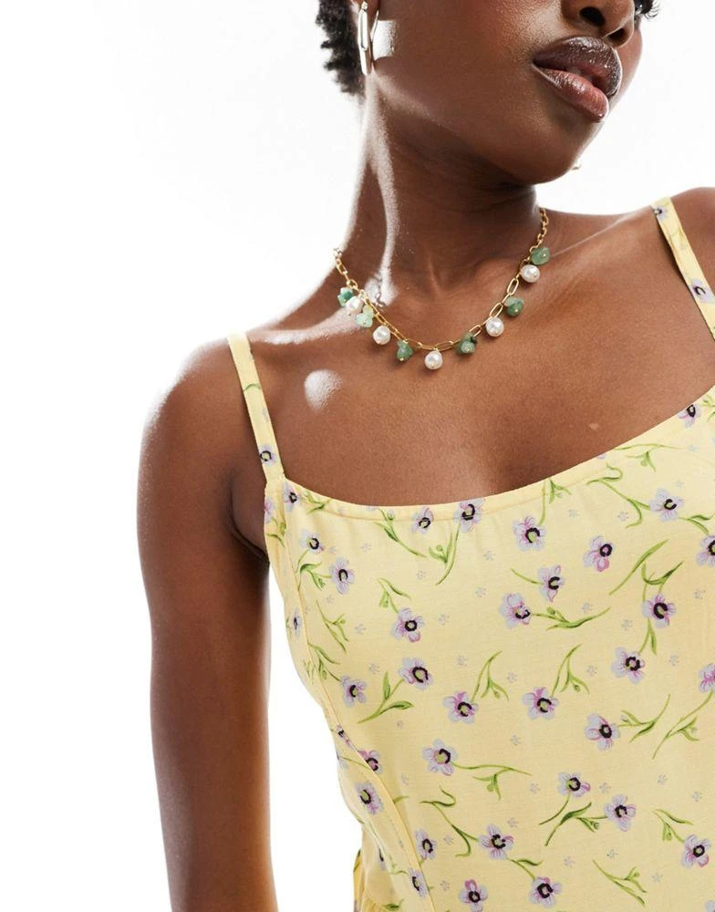 Motel Motel Exclusive ramana wildflower print mini cami dress in lemon drop 4