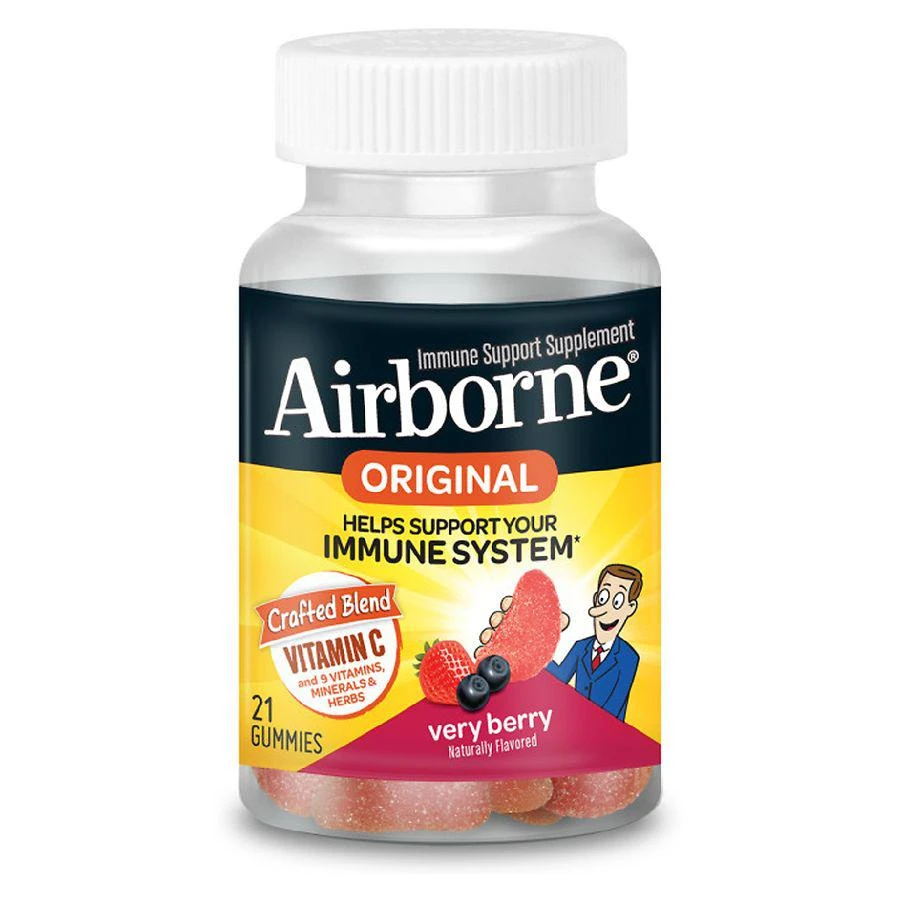 Airborne Immune Support Gummies with Vitamin C, E, Zinc, Echinacea and Ginger Very Berry 1