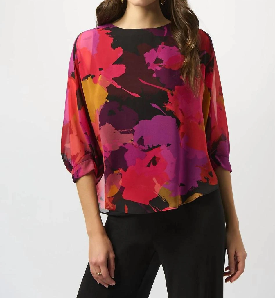 JOSEPH RIBKOFF Joseph Ribkoff - Chiffon Floral Print Boxy Top