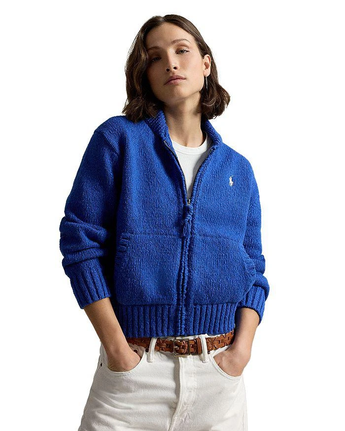 Ralph Lauren Wave-Logo Cotton Zip Cardigan