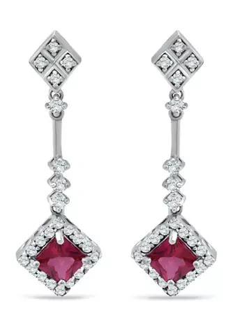 Belk 
Co. 2.06 ct. t.w. Created Pink and White Sapphire Earrings in Sterling Silver