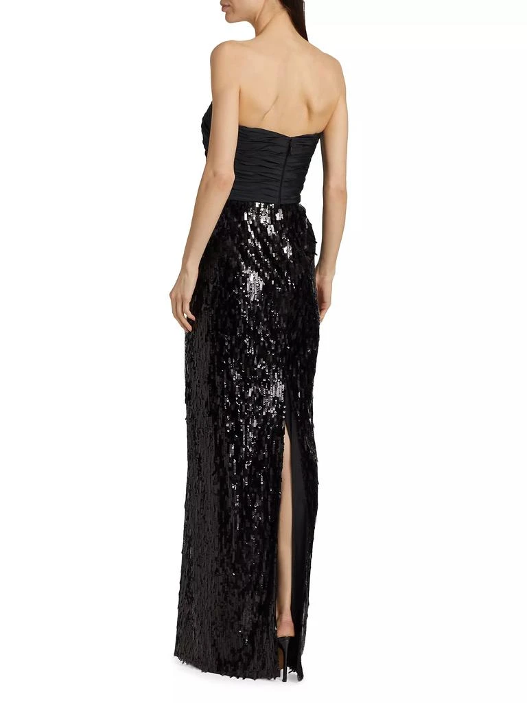 Pamella Roland Strapless Ruched Sequin Gown 5