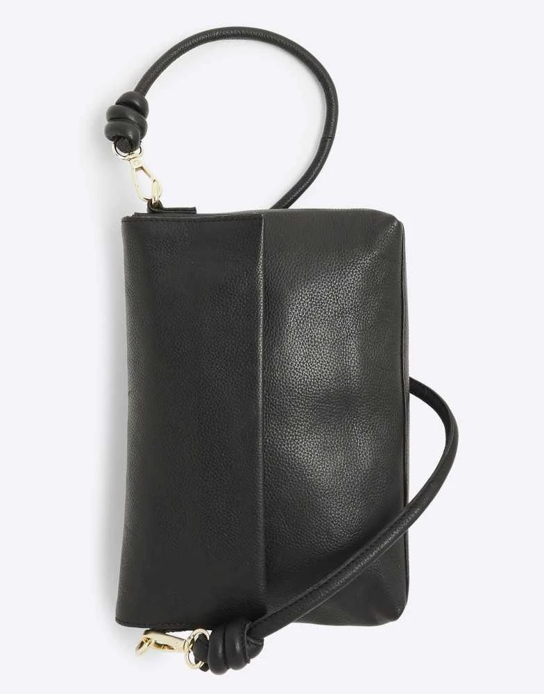 River Island River Island Leather knot strap cross body bag in black 2