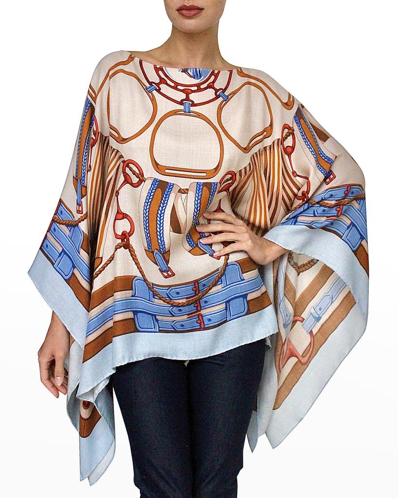 Rani Arabella Printed Cashmere-Blend Scarf Poncho