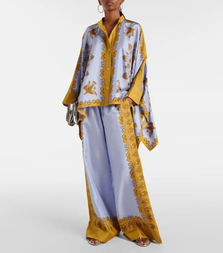 LA DOUBLE J Printed silk twill palazzo pants 2