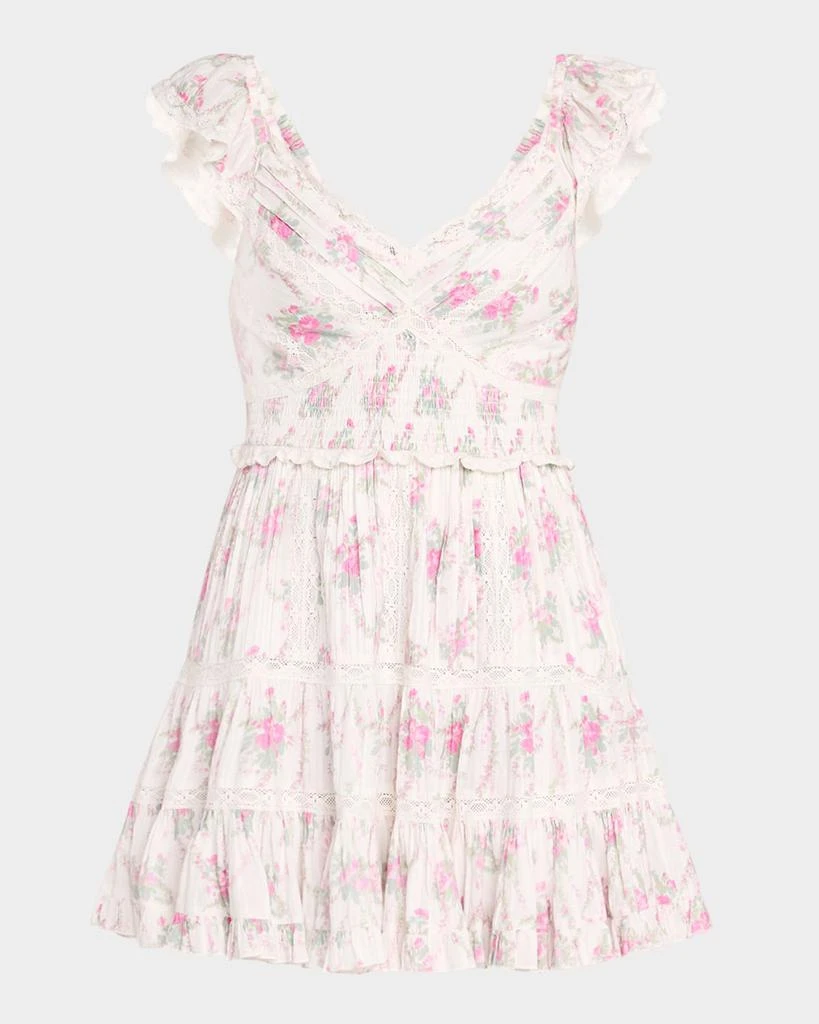 LOVESHACKFANCY Presline Lace-Trim Mini Dress 1