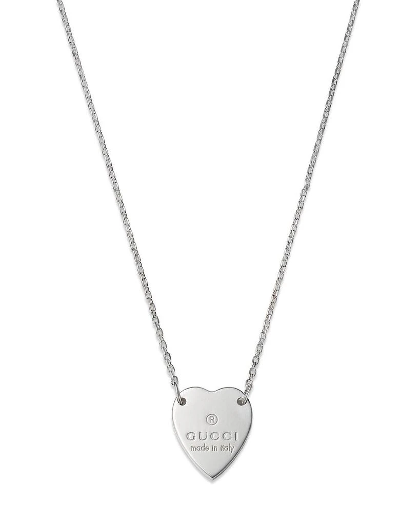 Gucci Sterling Silver Engraved Trademark Heart Necklace, 18" 1