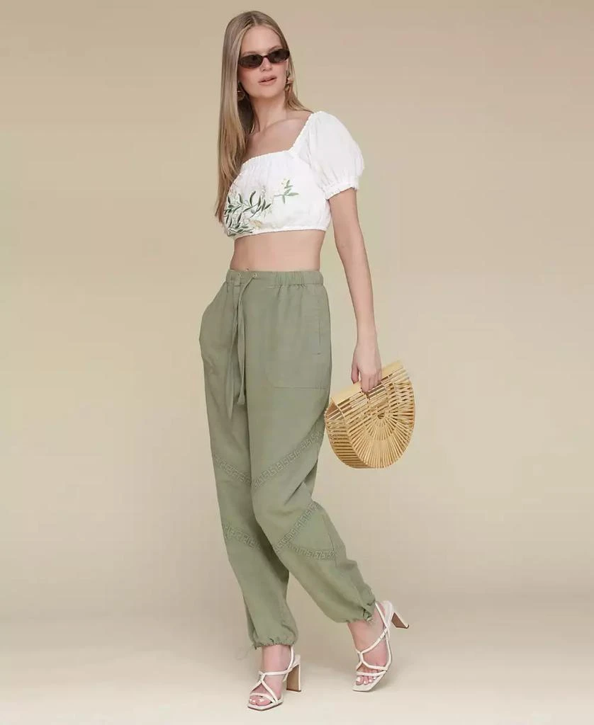 Avec Les Filles Women's Crochet-Trim Soft Utility Jogger Pants 5