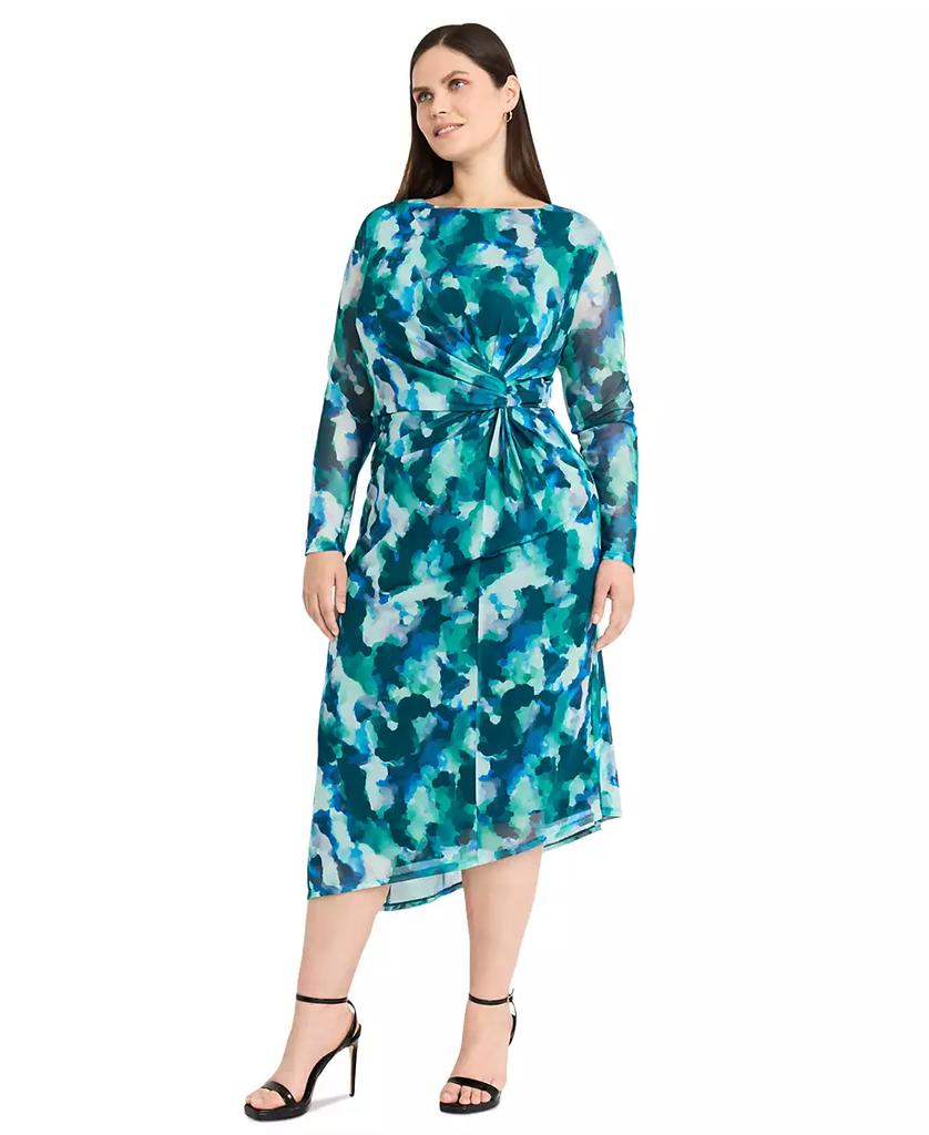 Maggy London Plus Size Side-Twist Asymmetric-Hem Dress