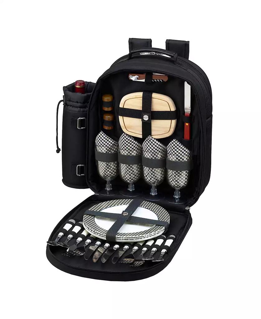Picnic At Ascot Deluxe 4 Person Picnic Backpack Cooler with Insulated Wine Pouch