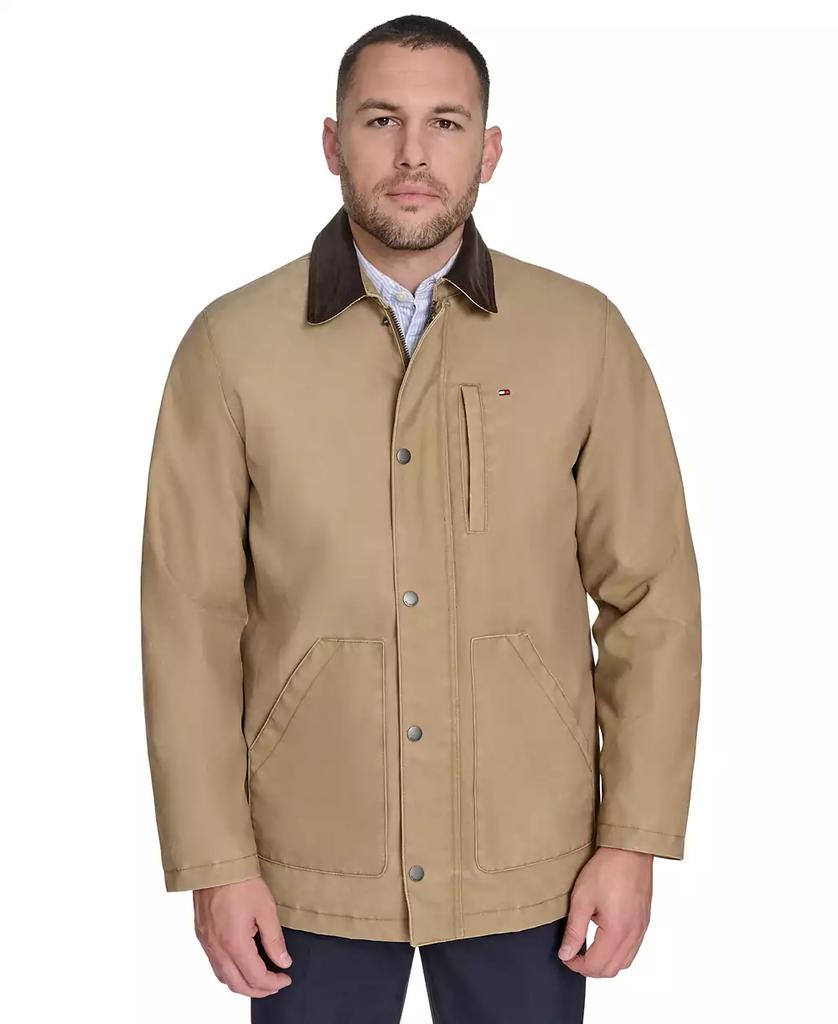 Tommy Hilfiger Men's Cotton Barn Coat with Corduroy Collar