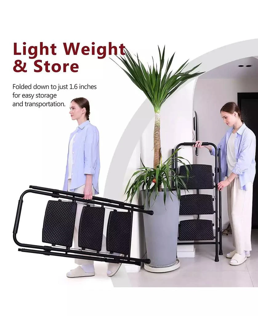 Flynama Four Step Folding Ladder Lightweight Steel Wide Anti Slip Pedal Portable Stool for Home Kitchen Office 7