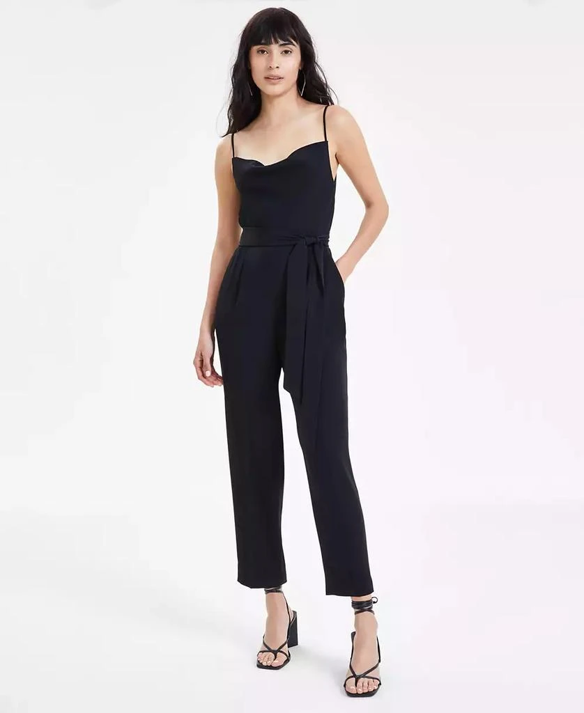Bar III Women's Belted Cowl Neck Jumpsuit, Created for Macy's 1