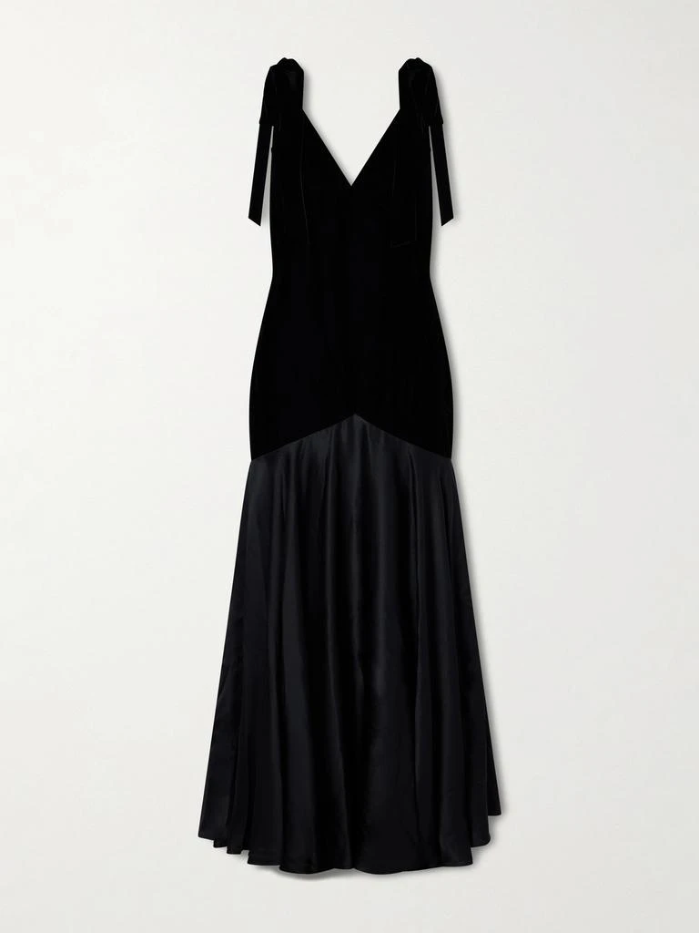 Rodarte Bow-detailed Velvet And Silk-satin Gown  - US4