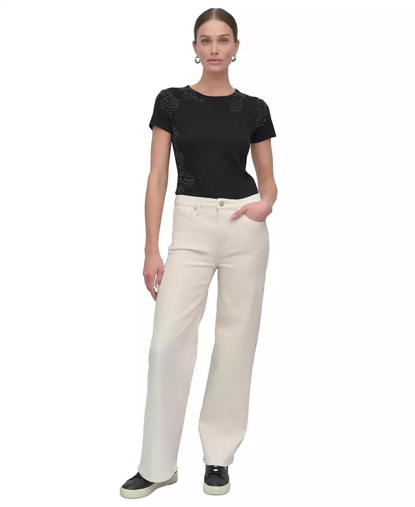 DKNY Women's High-Rise Tailored Wide-Leg Jeans