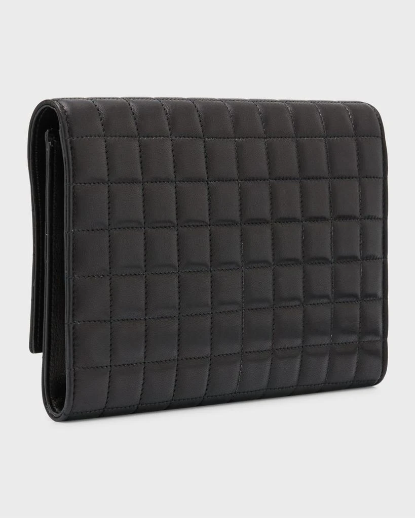 Yves Saint Laurent YSL Monogram Flap Clutch Bag in Quilted Smooth Leather 7