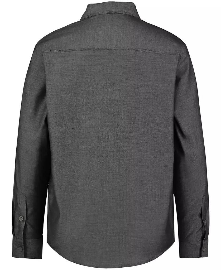 Calvin Klein Big Boys Solid Herringbone Long Sleeve Shirt