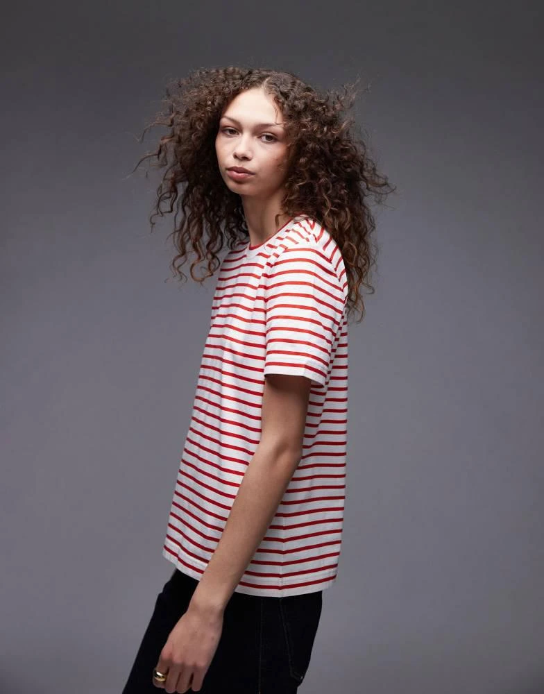 ARKET ARKET short sleeve t-shirt in pink and red stripes 1