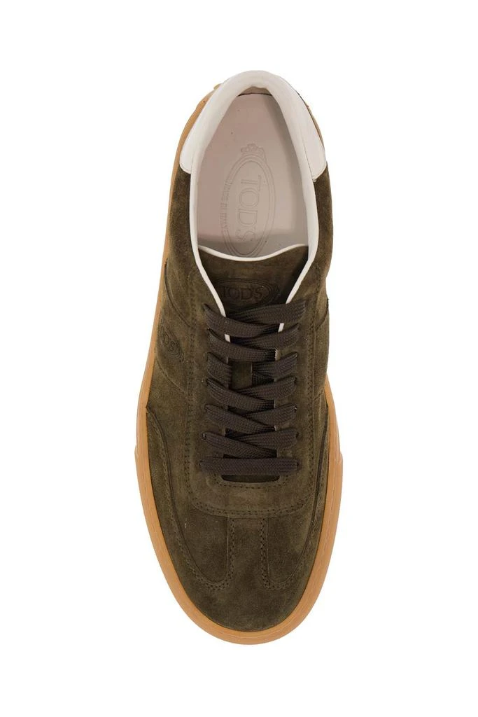 Tod's olive green suede lace-up shoes with non-slip sole 2