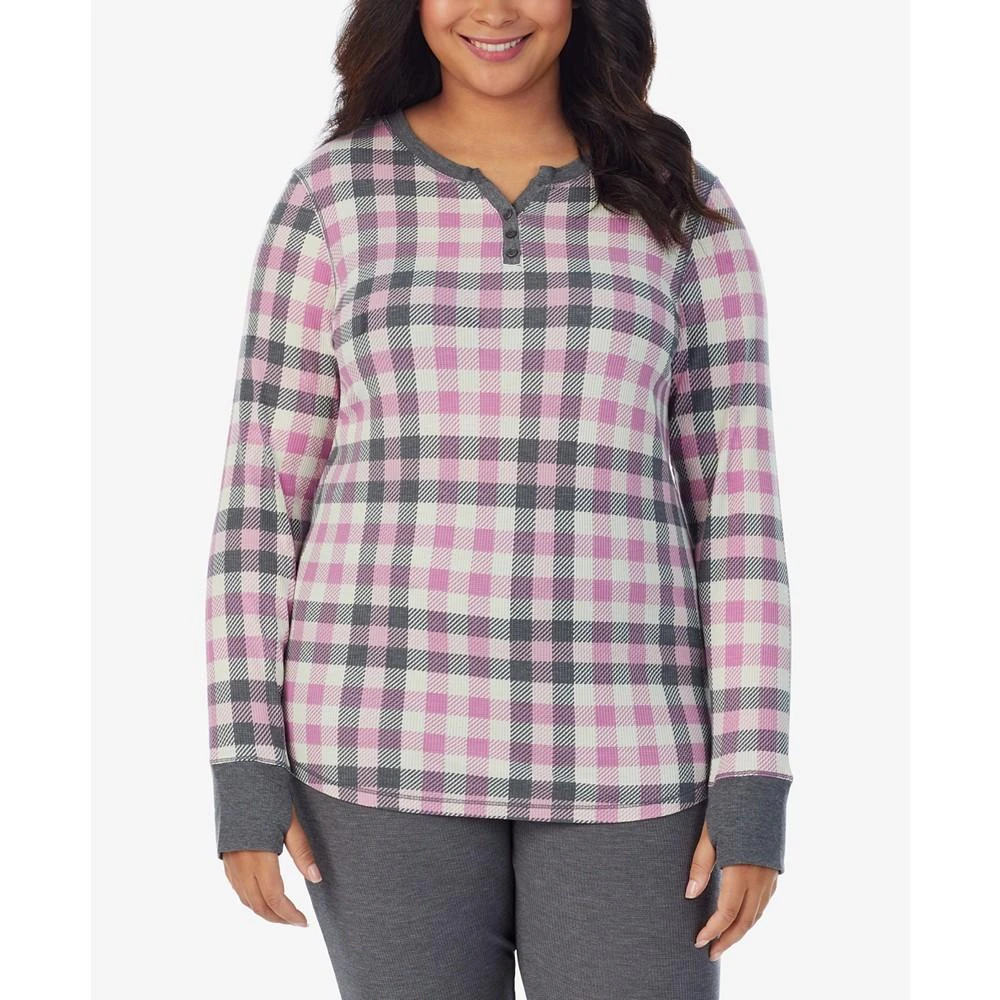 Cuddl Duds Plus Size Stretch Thermal Henley Top with Thumholes 1