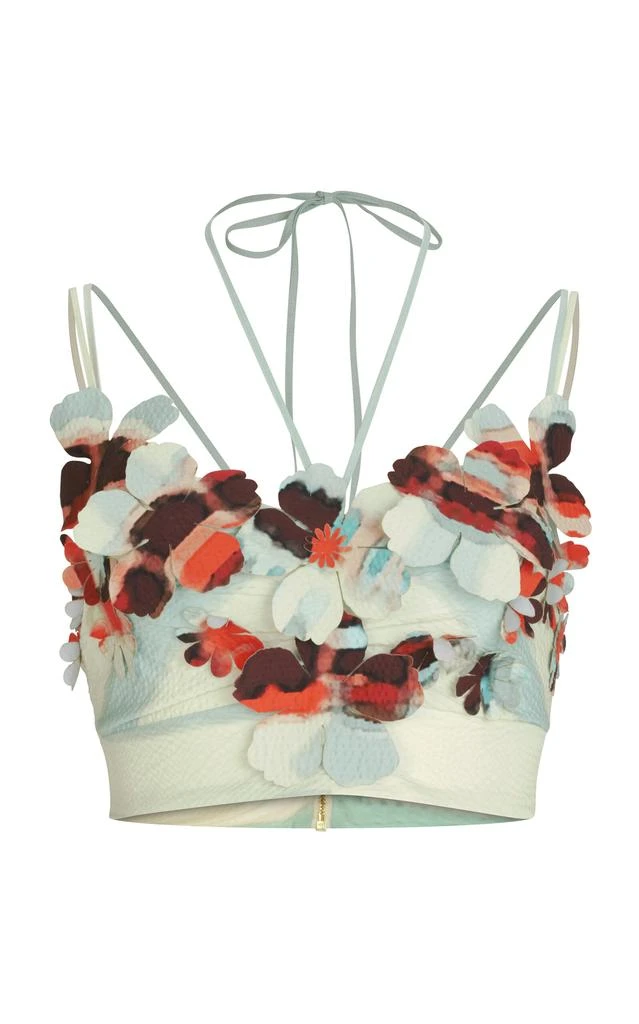 Silvia Tcherassi Silvia Tcherassi - Kim Floral-Appliquéd Stretch-Cotton Crop Top - Multi - L - Moda Operandi 1