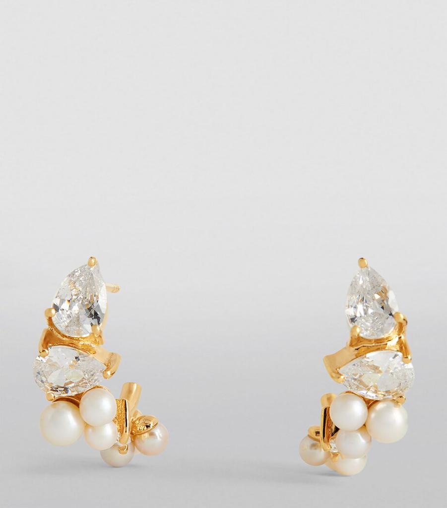 Completedworks Gold Vermeil, Zirconia and Pearl Chasing Shadows Earrings