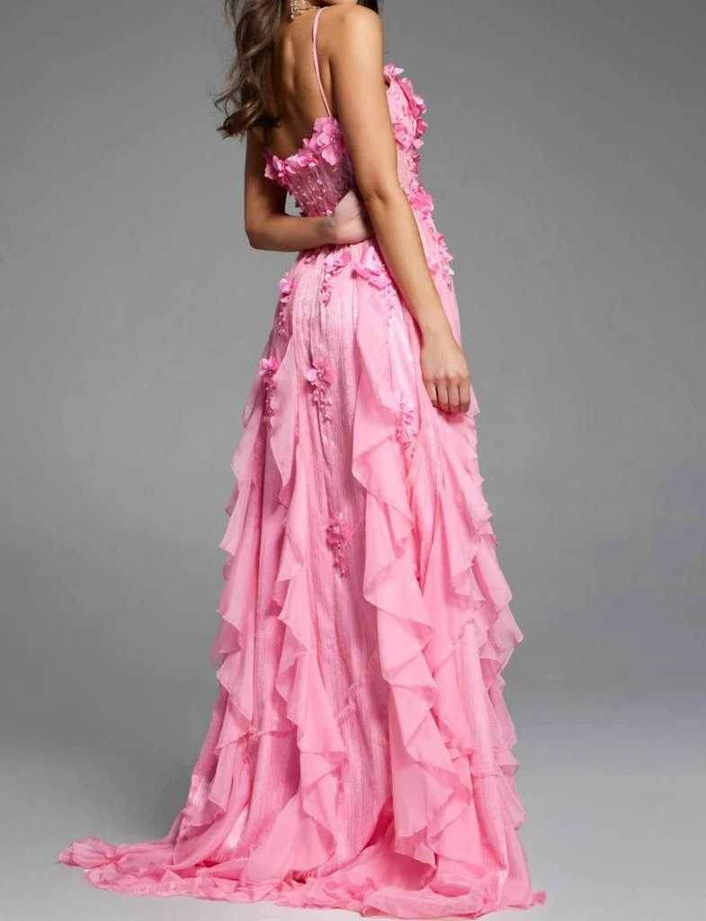 Jovani Jovani - Floral Applique Ruffled Gown 3