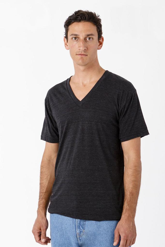 wholesale-losangelesapparel TR61 - 3.7oz Short Sleeve Tri-Blend V-Neck