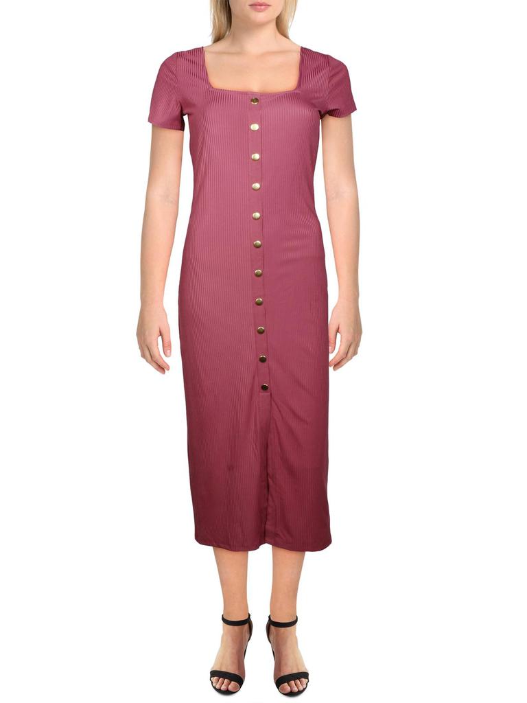 Material Girl Juniors Womens Ribbed Midi Casual Dress