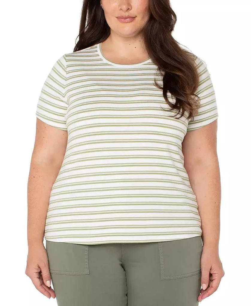Liverpool Liverpool Plus Size Striped Crewneck Classic T-Shirt 1