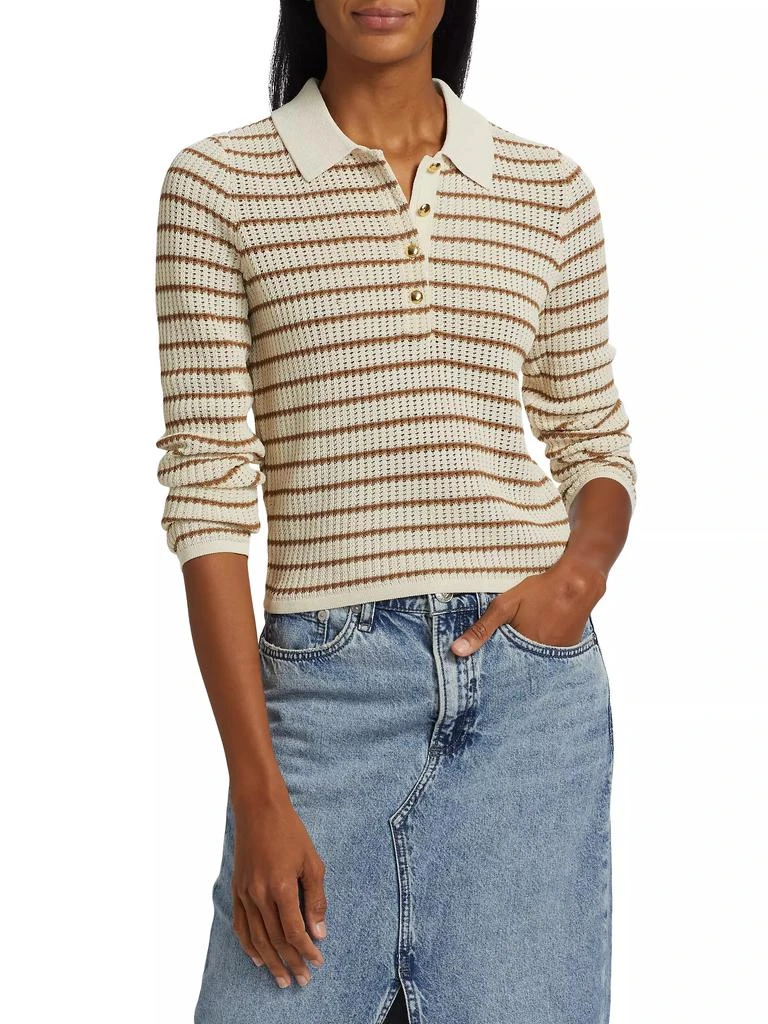 Rag & Bone Viola Striped Knit Polo Top 3