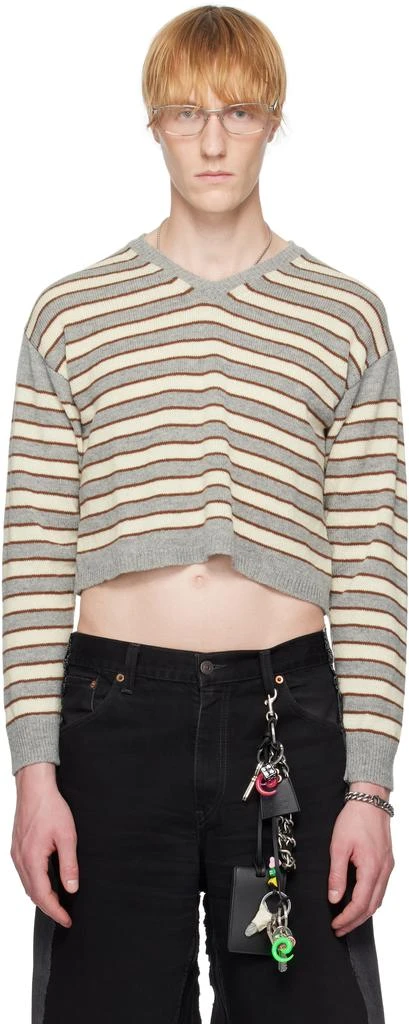 Ashley Williams Gray & Beige Molly Knit Sweater 1