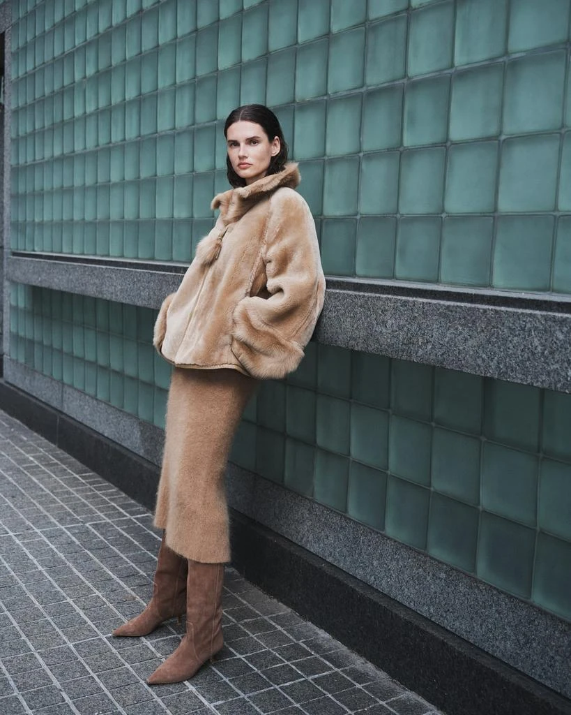 BY MALENE BIRGER Odellies Reversible Leather and Shearling Coat 2
