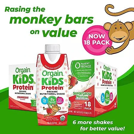 Orgain Orgain Kids 8g Protein Organic Nutrition Shake, Strawberry 8 fl. oz., 18 pk. 4