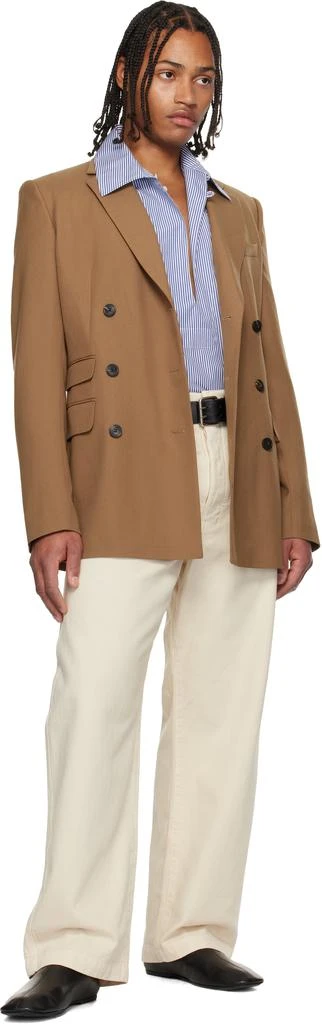 Dries Van Noten Tan Regular Fit Wool Blazer 4