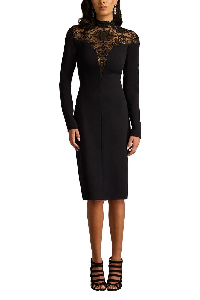 Tadashi Shoji Ebony Deep V Illusion Dress 3