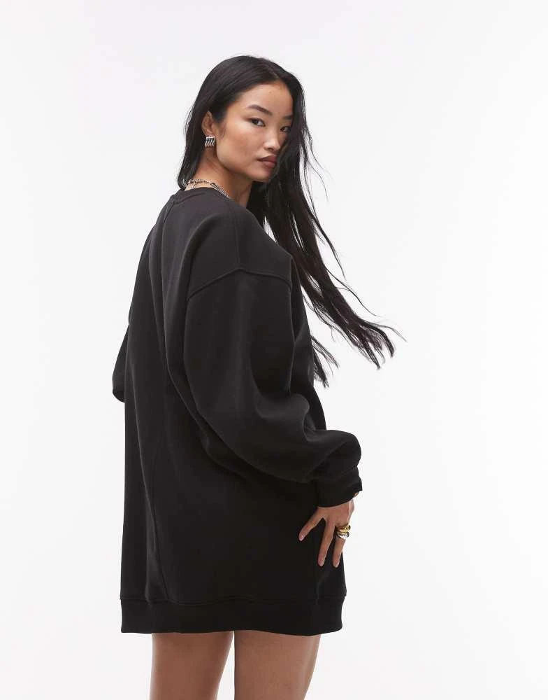 Topshop Topshop oversized jersey sweatshirt dress in black 2