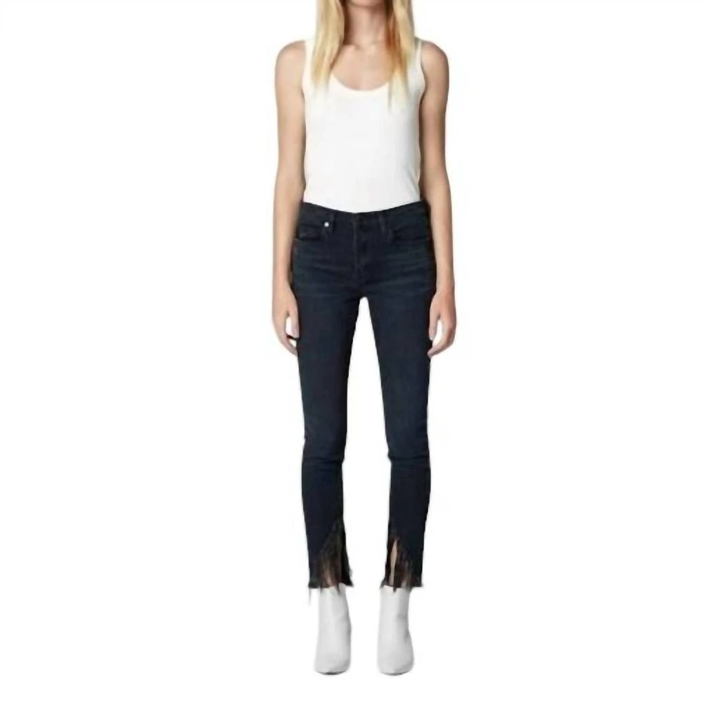 Blank NYC Bond Frayed Slanted Hem Skinny Jean In Dark Blue 4