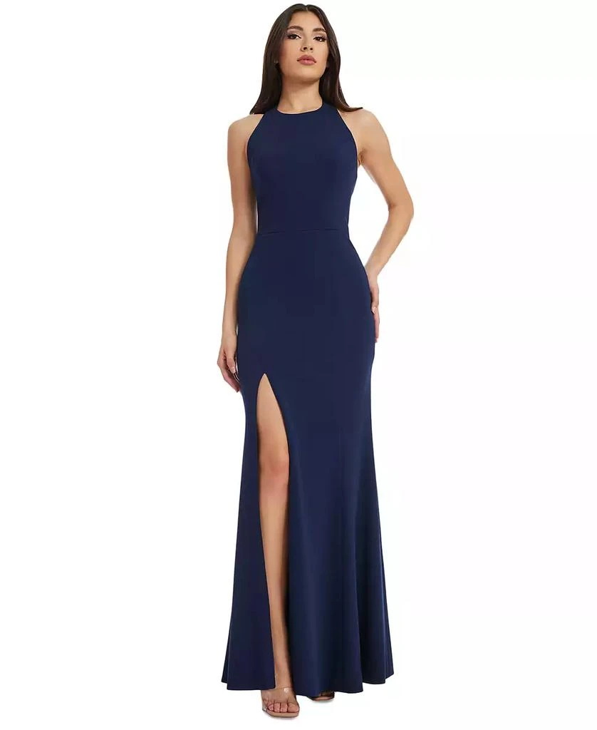 Dress The Population Women's Paige Side-Slit Halter Gown 1