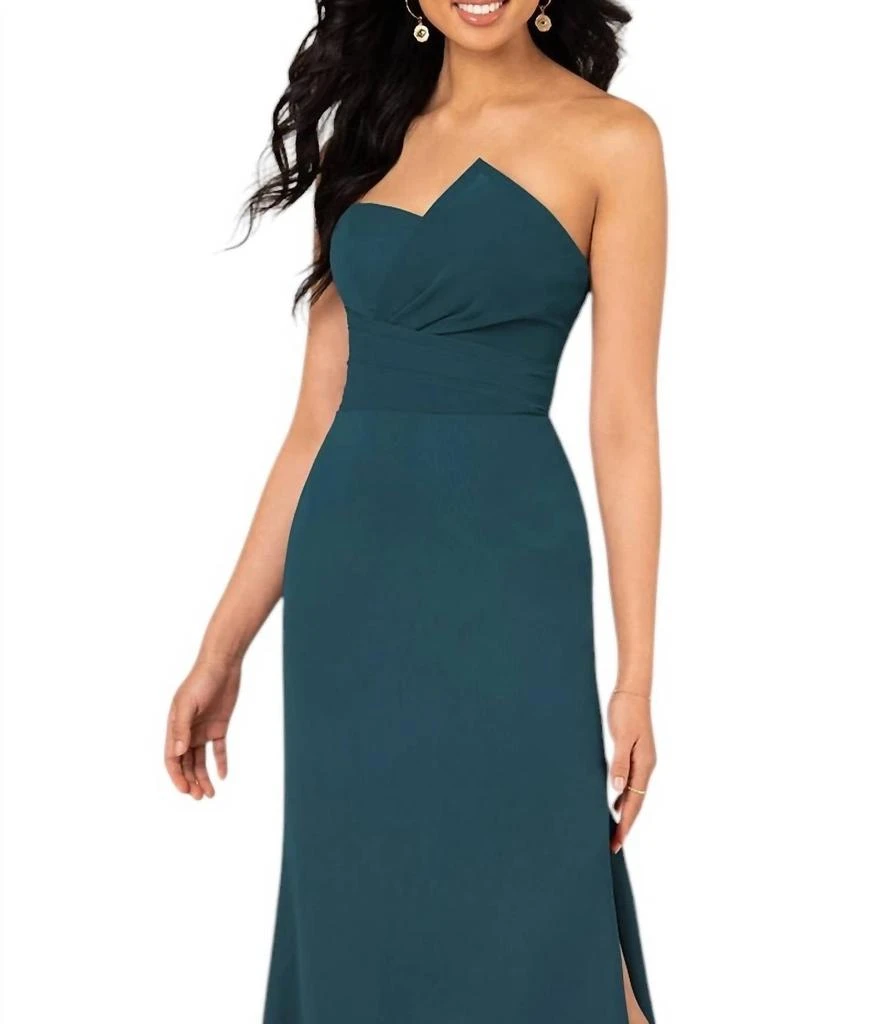 Sorella Vita Strapless Chiffon Bridesmaid Dress With Notched Neckline In Teal 2