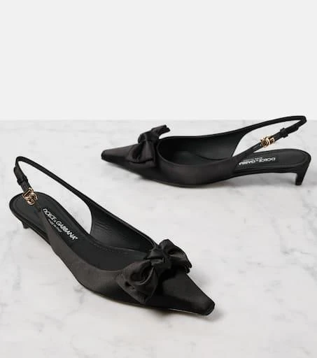 Dolce 
Gabbana Bow-detail satin slingback pumps 5
