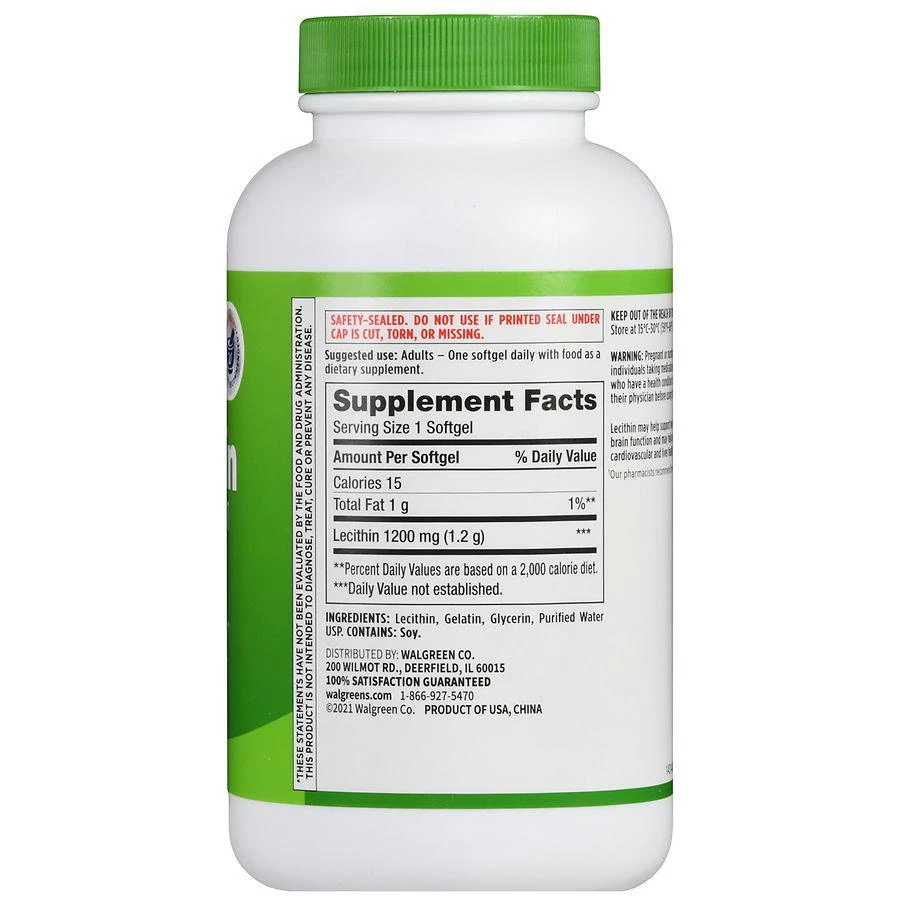 Walgreens Lecithin 1200 mg Softgels (200 days) 3