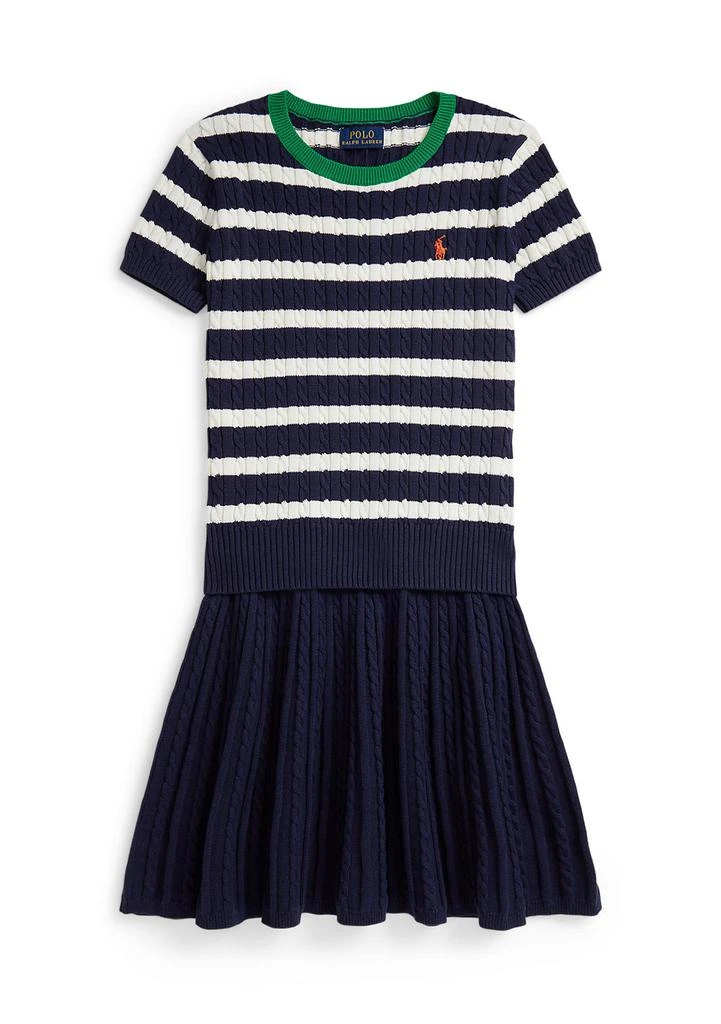 Ralph Lauren Girls 7-16 Striped Cotton Sweater 
Skirt Set