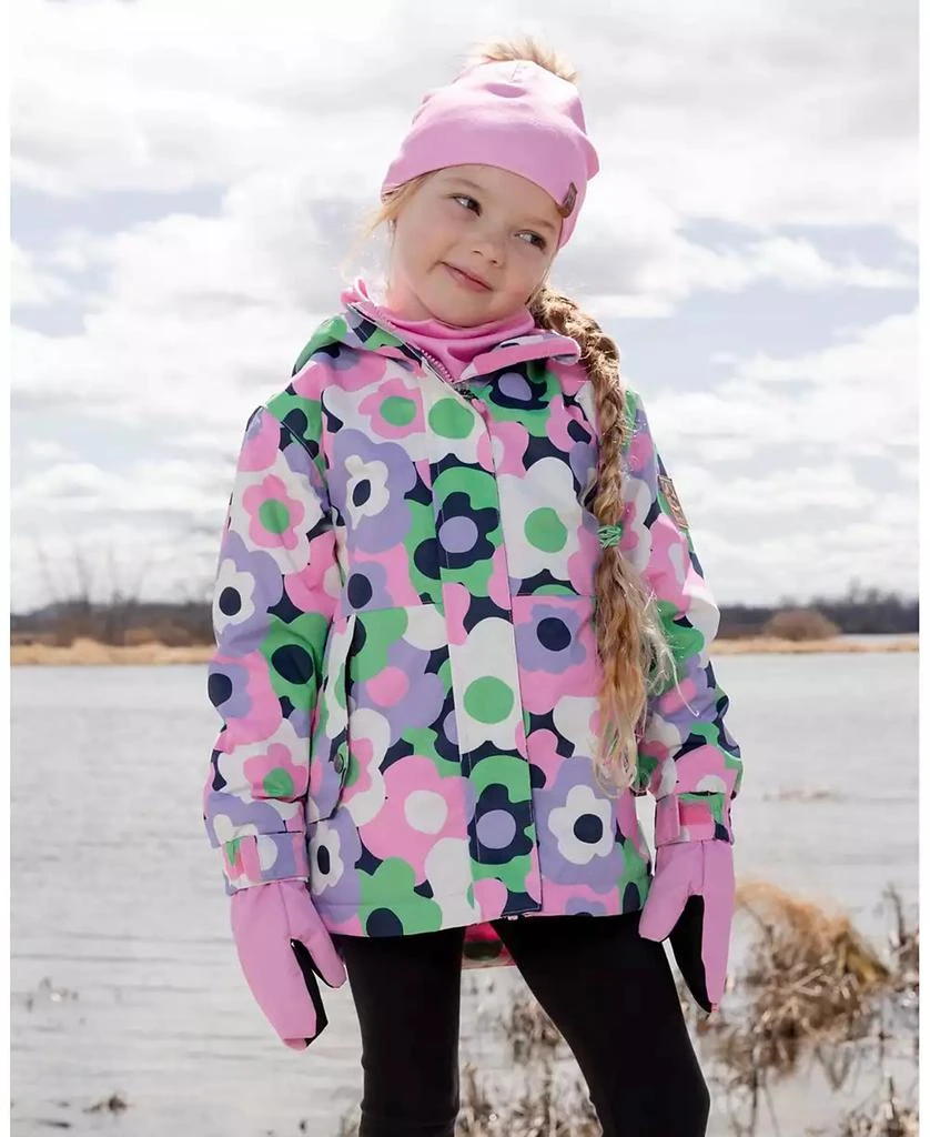 Deux par Deux Toddler Girls Mid-Season Jacket Black Printed Flowers 2