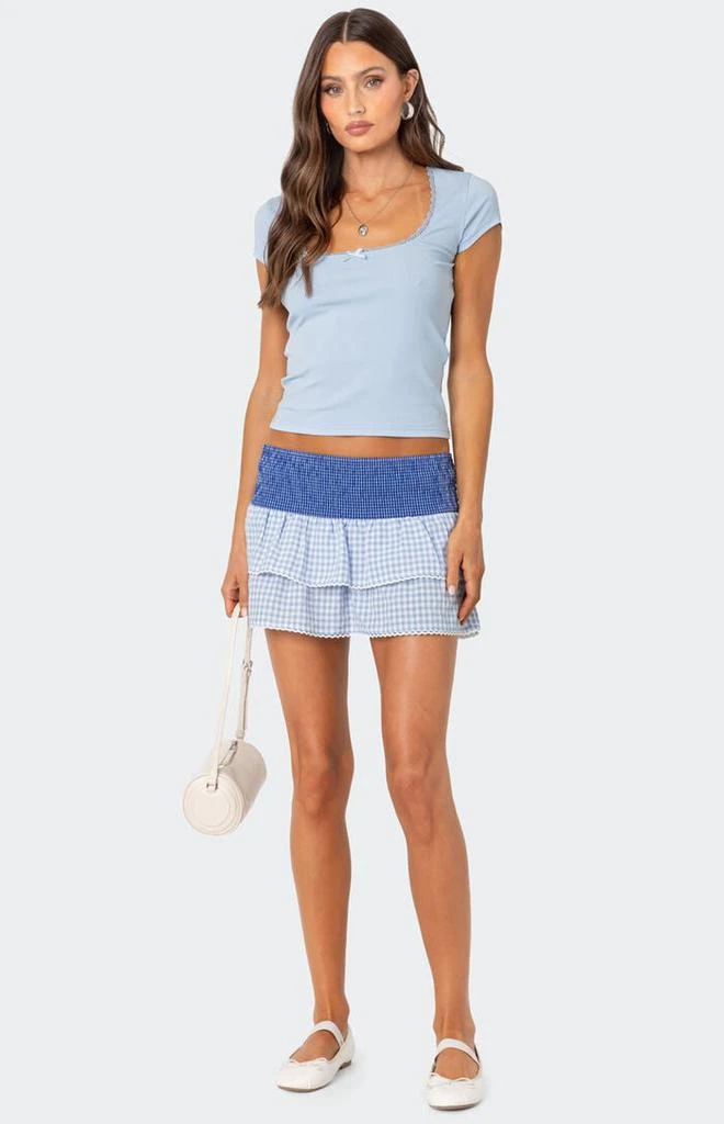 Edikted Double Gingham Ruffled Mini Skirt 1
