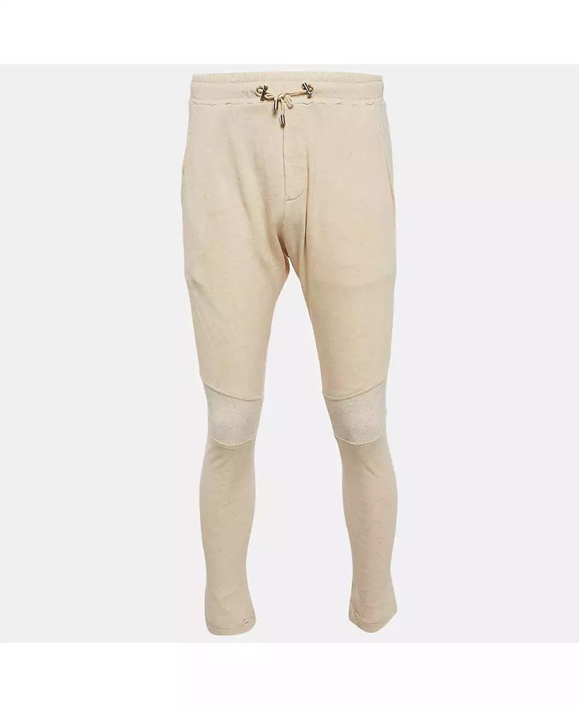 Pre-Owned Balmain Men's Cream Cotton Paneled Knit Jogger Pants