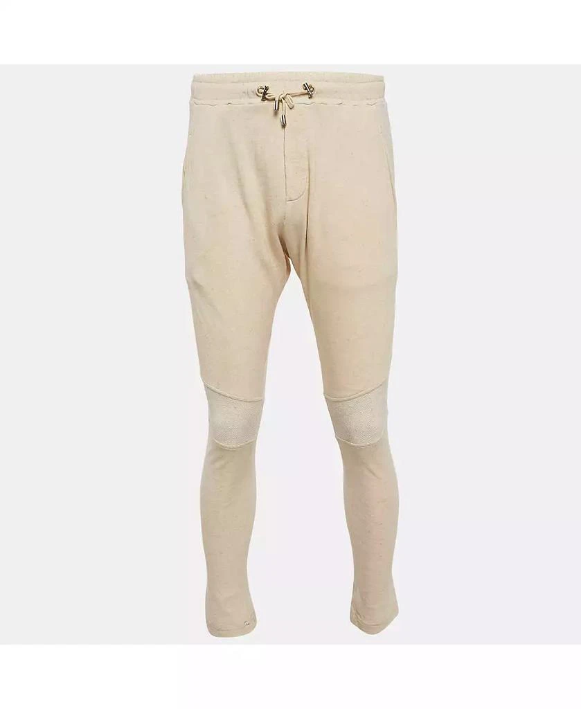 Pre-Owned Balmain Men's Cream Cotton Paneled Knit Jogger Pants 1