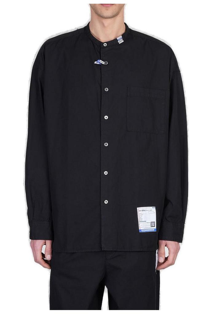 トップス mihara sticker printed corduroy shirt Maison MIHARA YASUHIRO: Black Sticker Printed Corduroy Shirt